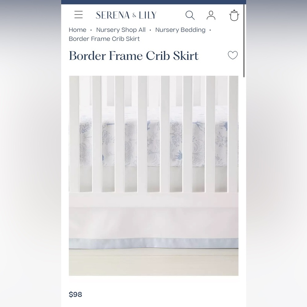 Serena and Lily blue and white crib skirt